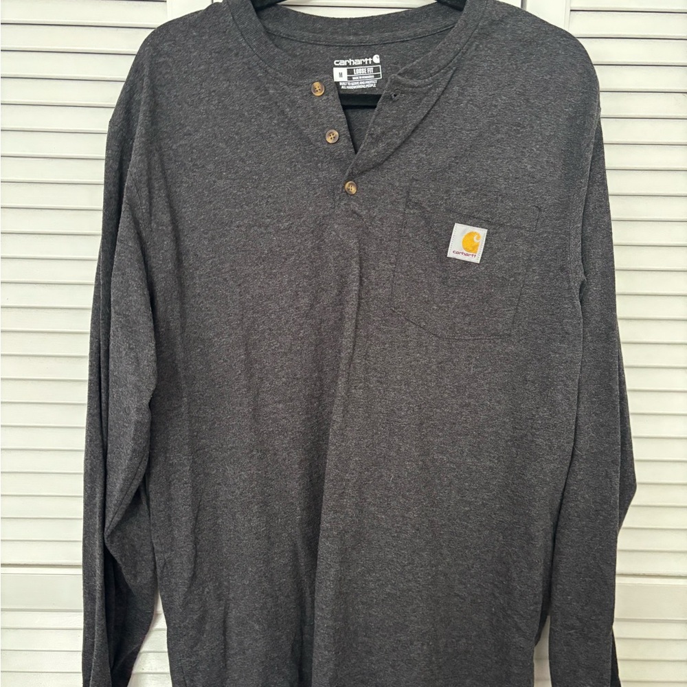 Carhartt Charcoal Long Sleeve Henley Shirt